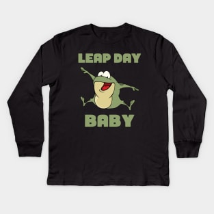 Leap Year Baby - February 29th Birthday - Leaping Frog Kids Long Sleeve T-Shirt